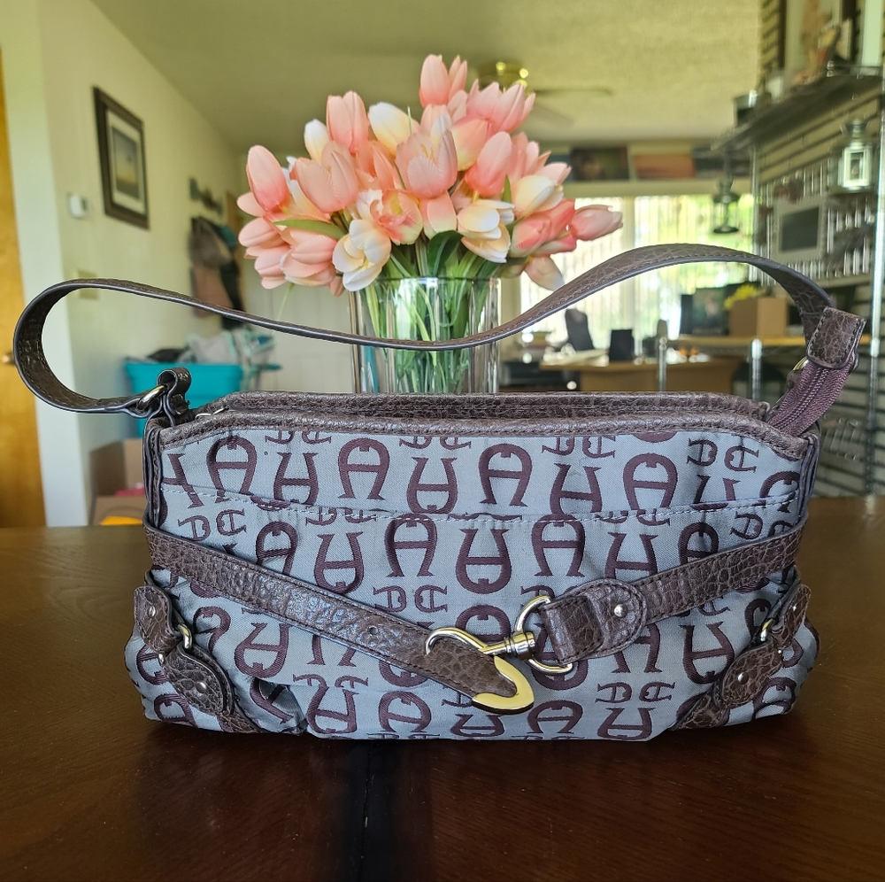 Etienne Aigner - Brown/Steele Blue zippered Handbag